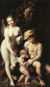 キューピッドの教育 ルネッサンスのマニエリスム アントニオ・ダ・コレッジョ Oil Paintings